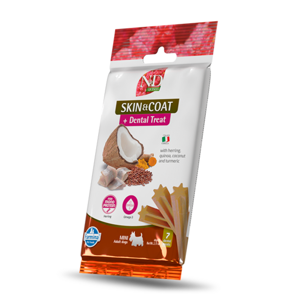 Farmina N&D Quinoa Treat Skin & Coat con Arenque para Perros Mini (15 unidades x 60 gr)
