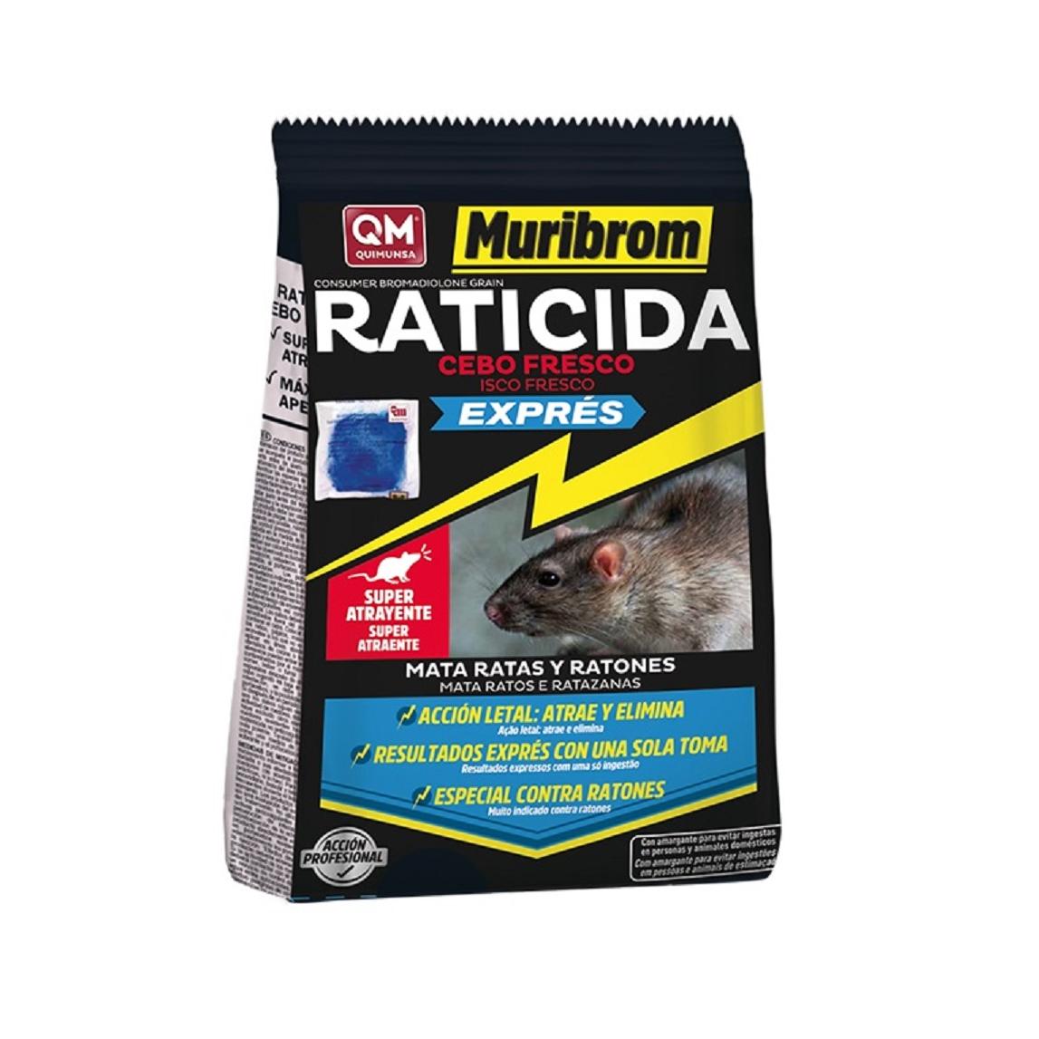 Muribrom Quimunsa Raticida Cebo Fresco EXPRÉS 1 kg Veneno Ratones, Ratas y roedores (Brodifacoum)