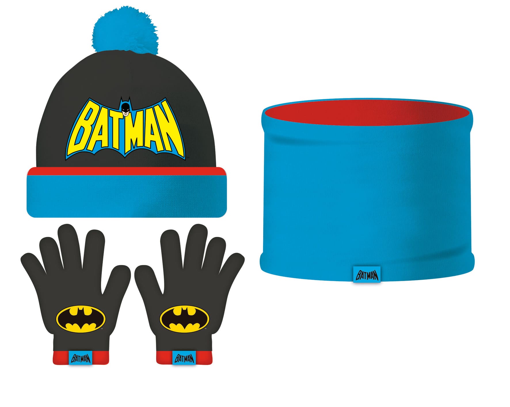 ARDITEX BT15746 Set de Guantes mágicos, Gorro y Buff de Punto de WARNER BROSS-Batman