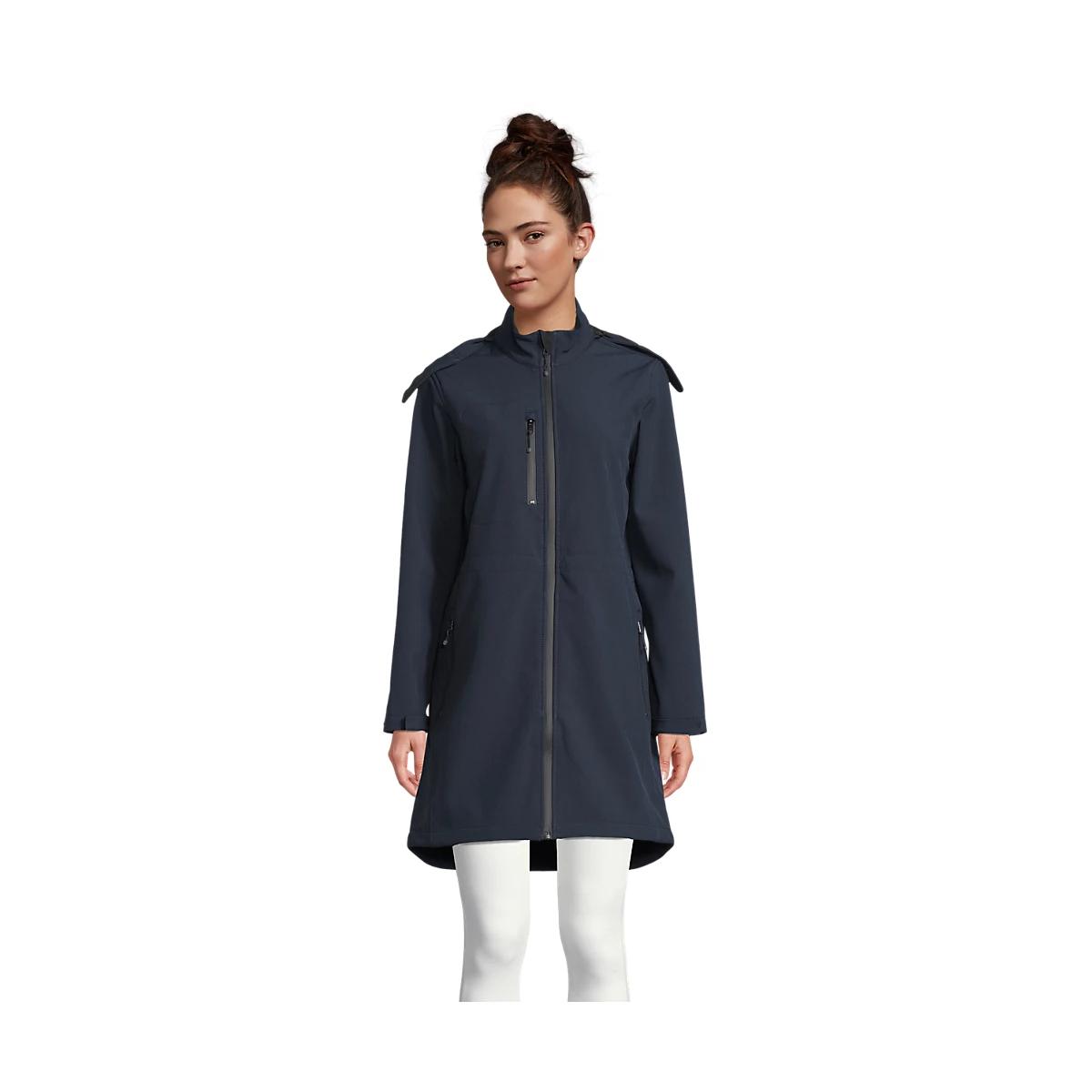Chaqueta Parka Softshell Larga NEOBLU Achille para Mujer – Abrigo Cortavientos Impermeable con Capucha, Elegante Chaqueta Técnica Entallada, Estilo Urbano Profesional