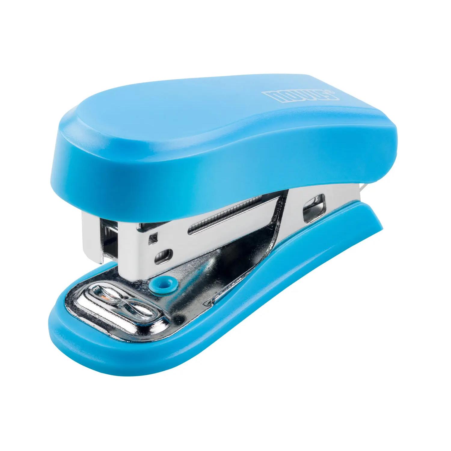 Novus mini grapadora compacta - hasta 12 hojas - grapado cerrado y abierto - incluye 320 grapas - color azul