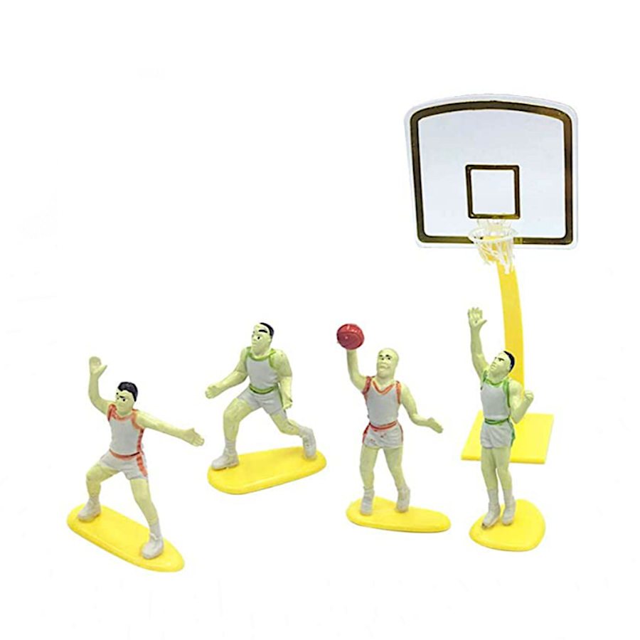 Set de Decoración de Baloncesto para Tartas | Jugadores de Baloncesto de Plástico | Canasta de Baloncesto de Plástico | No Comestible