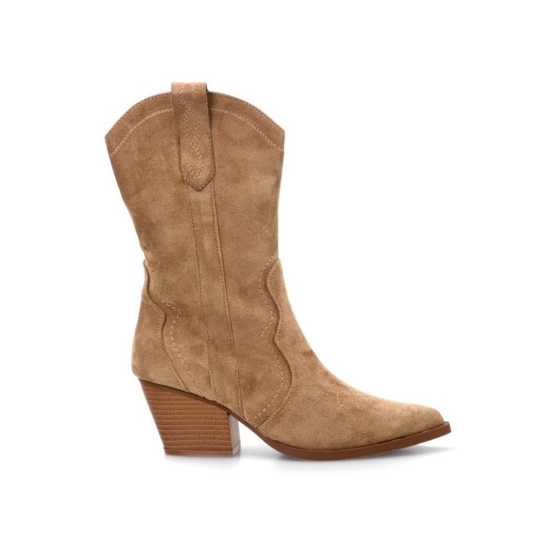 Botin Campero Etika - Mujer - Tacón Medio - Modelo 110564 - Color Beige