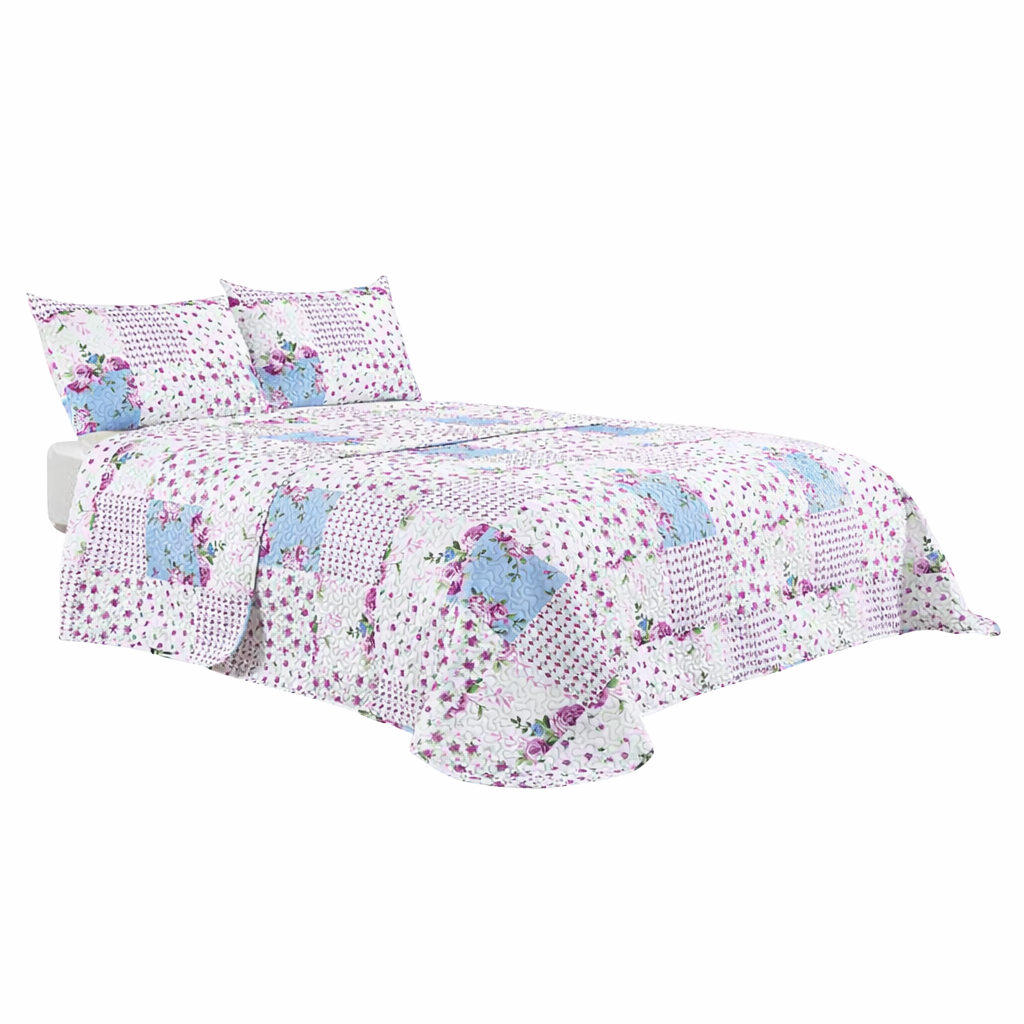 DECOCASA |Colcha Bouti Patchwork Floral | Acolchada Ligera y Transpirable | Incluye 1 o 2 Fundas 50x70cm |OEKO-TEX®