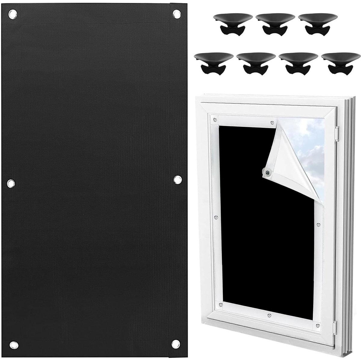 Protección solar universal con ventosas - 37 x 78 cm - Protección solar sin taladros - Tela de sombra - Protección solar para ventanas con ventosas - Tela de sombra con ventosas - Toldo - Protección solar para ventanas - Tela solar - Negro