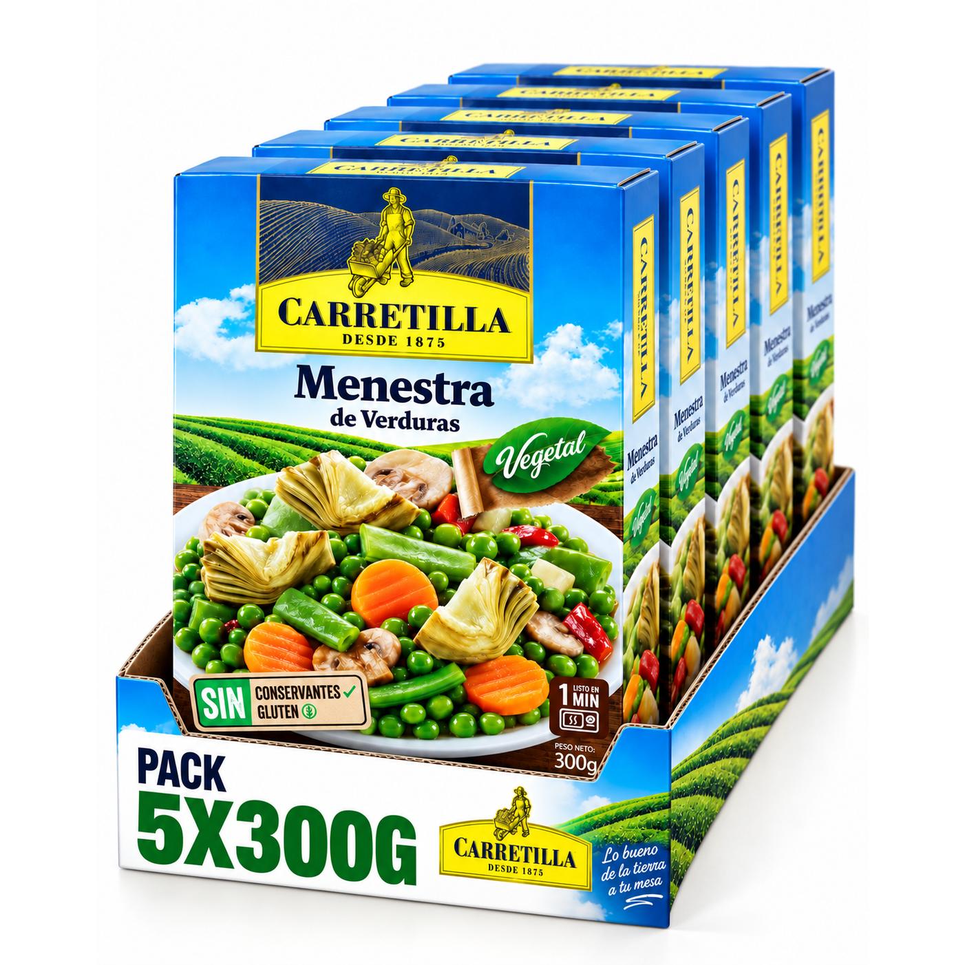 pack 5 bandejas menestra de verduras 300g carretilla total 1.5kg