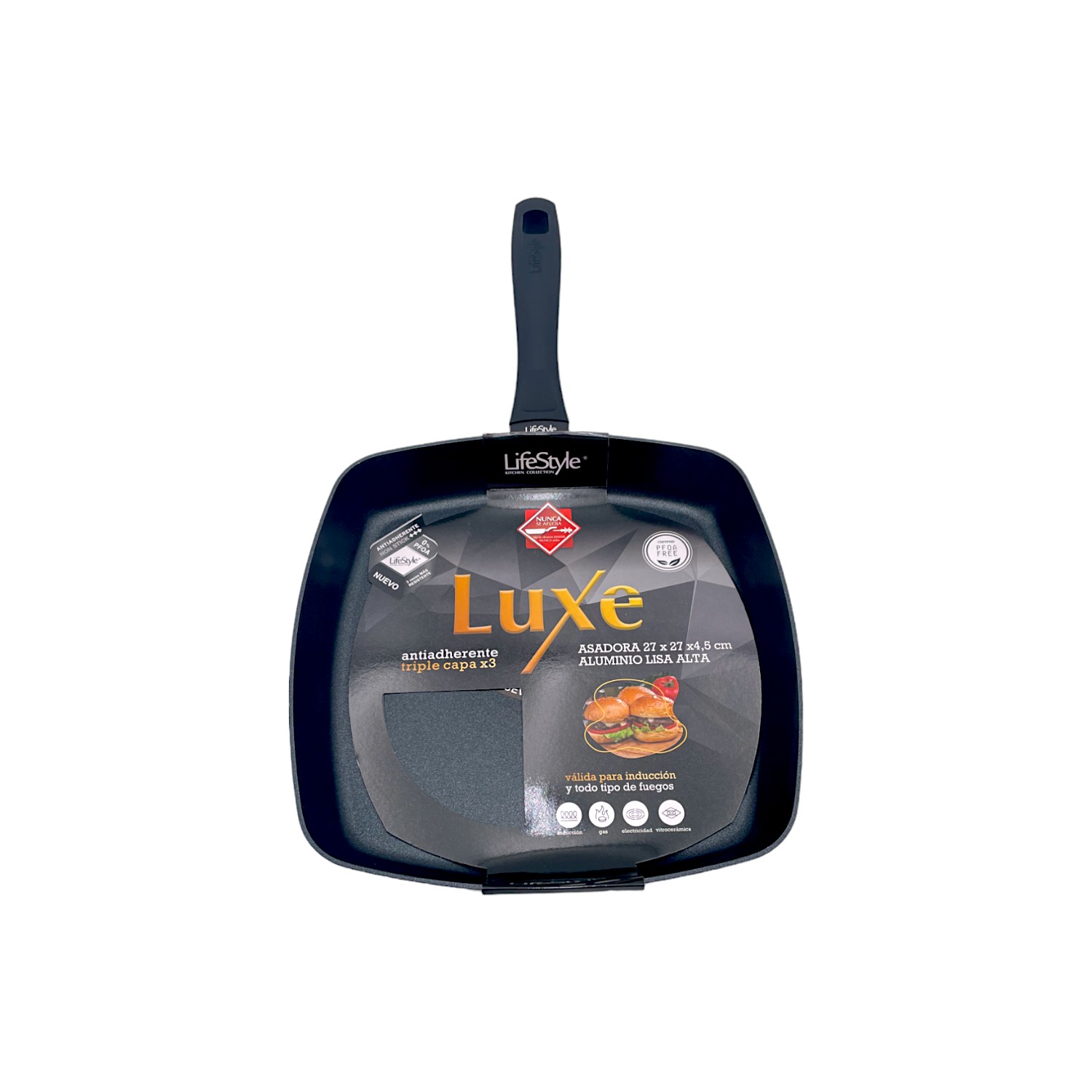 Lifestyle Startelectric Sartén Grill Cuadrada - Aluminio Luxe - Inducción