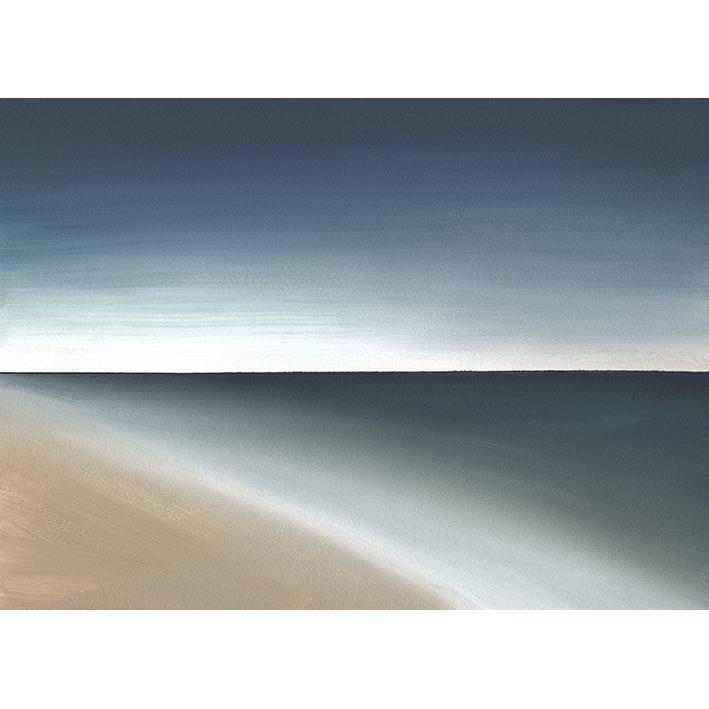 Cuadro decoración pared LIENZO SIN ENMARCAR horizontal grande "HORIZONTE PROFUNDO" paisaje 140x75 160x90 Lienzo de alta calidad minimalista Contemporáneo Marina Horizonte Azul arena blanco Dormitorios Salones Ref ANA DURAN 423