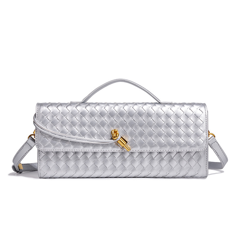 Bolsos de mano tejidos para mujer, bolso cruzado de hombro de piel sintética para noche, bolso bandolera de mano para formal, boda, fiesta