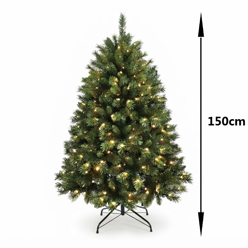Árbol de Navidad Artificial de PVC con Luces LED – Luz Fría y Cálida - Gerimport