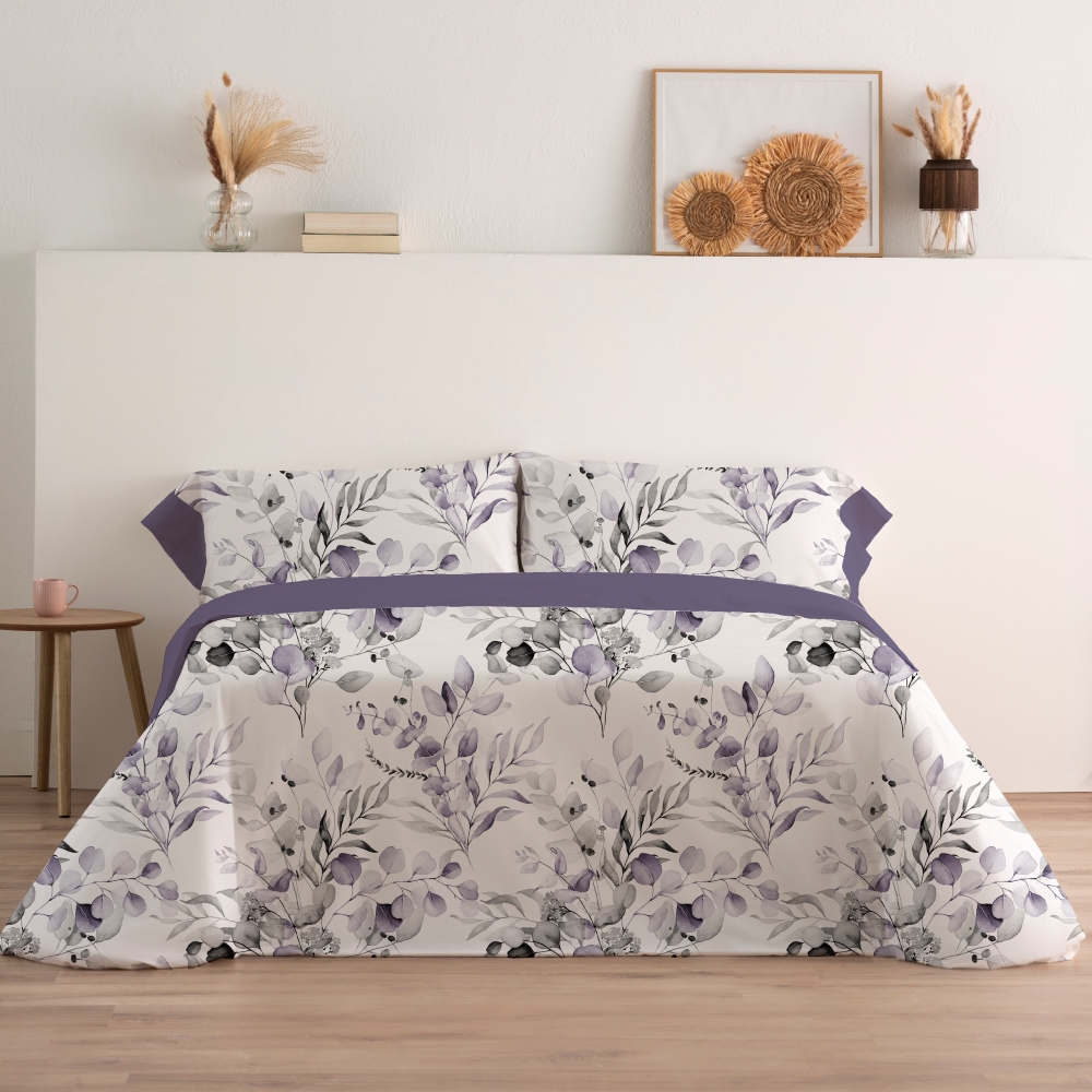 Carpe Diem Juego Sabanas Primavera Verano HOA Morado 50% Algodón Cama 90,105,135,150,160,180 Tratamiento Antibolitas