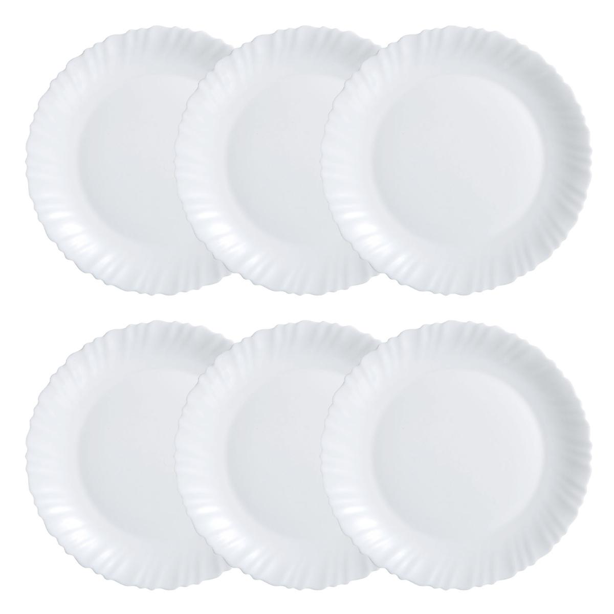 Fuentes y Platos Feston Luminarc – Juego de 6 – Vidrio Opal Blanco – Estilo Clásico para Cada Comida