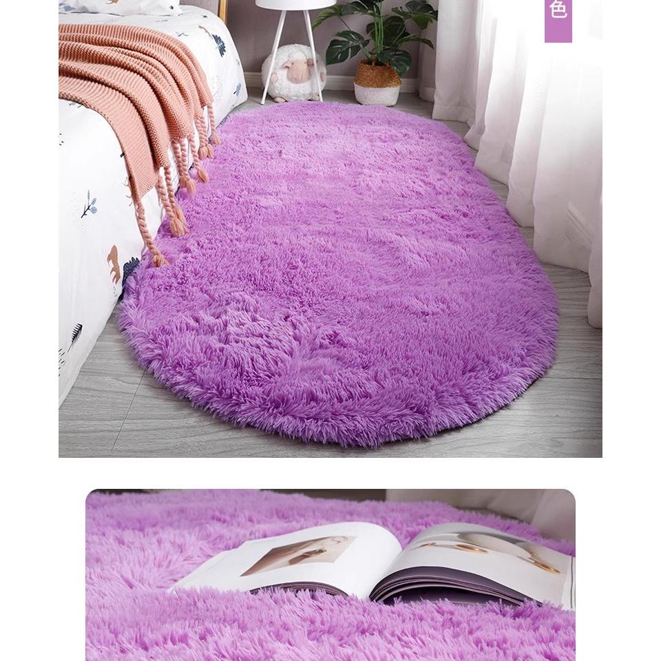TK VIKAMA Alfombra De Silla De Seda Longa Teñida Nórdica Para Dormitorio Y Sala De Estar Alfombra Oval Sencilla Y Moderna Antideslizante Y Resistente Al Desvanecimiento Para Adultos