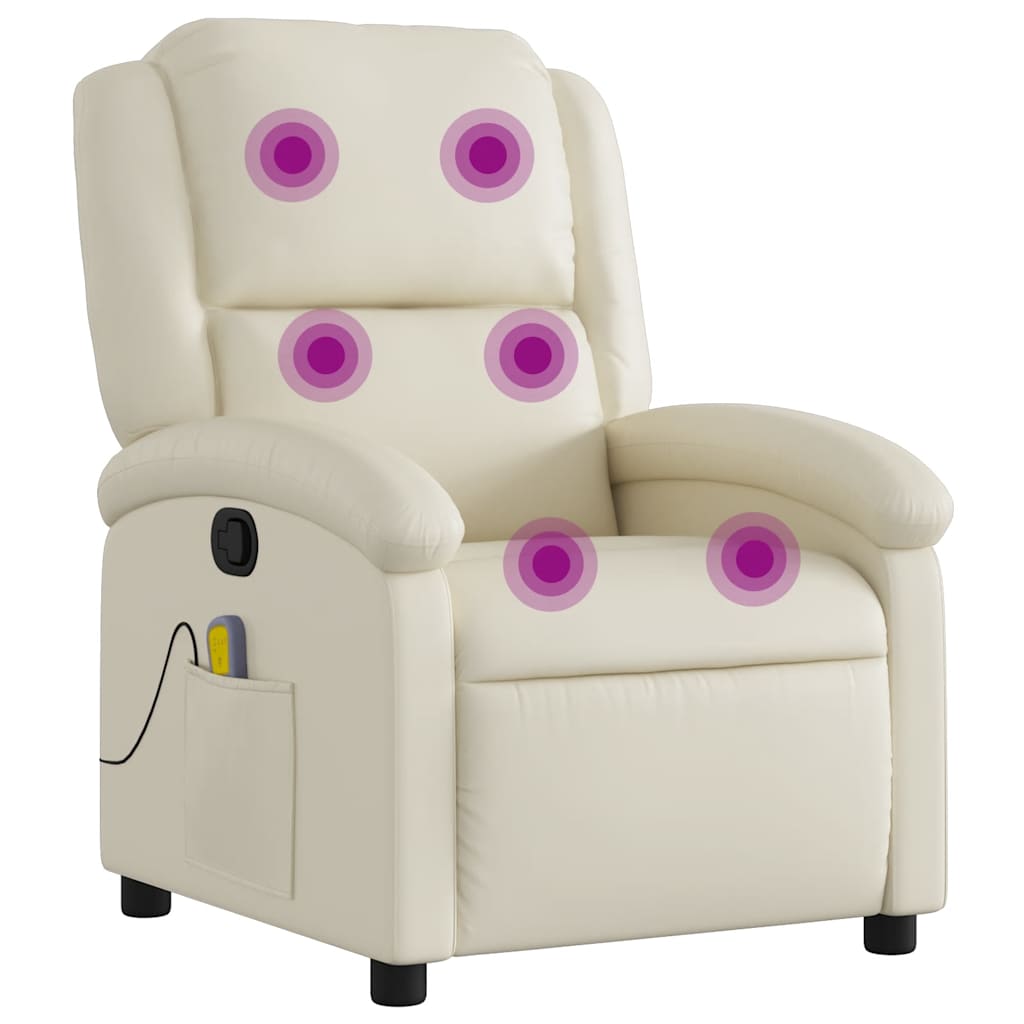 vidaXL Sillón reclinable de masaje en piel sintética negra Multicolor