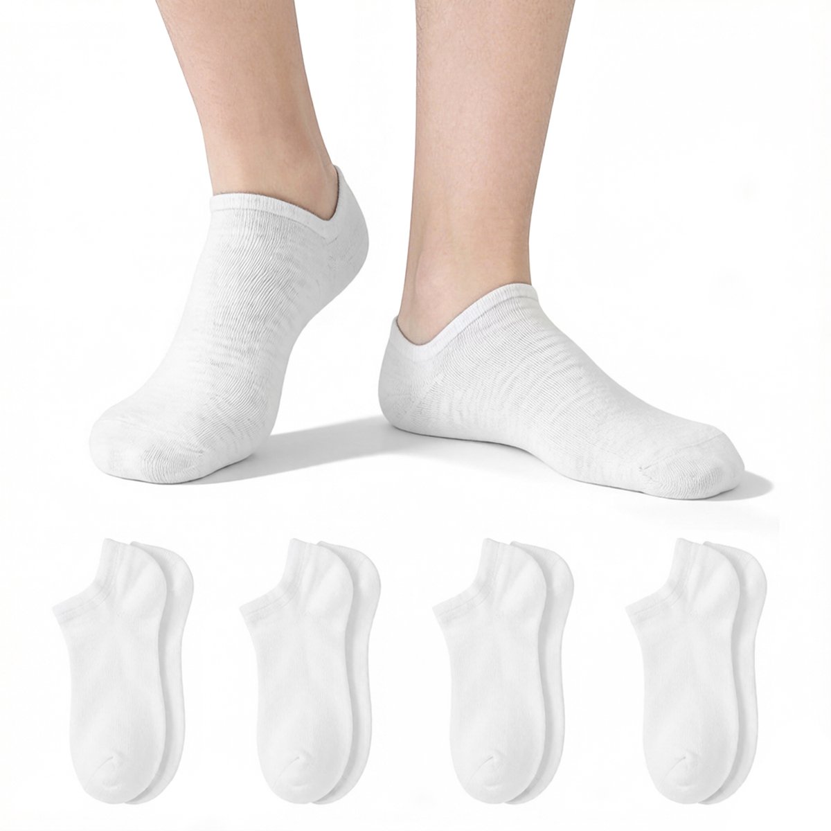 Om Home pares - Calcetines invisibles de entrenamiento - Calcetines de entrenamiento - Calcetines invisibles - Calcetines antideslizantes para senderismo - Calcetines bajos - Calcetines finos de algodón blanco, cómodos y transpirables - Talla única