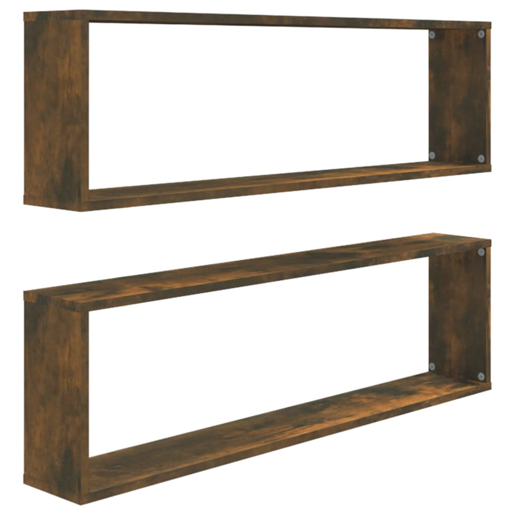 vidaXL Estante cúbico de pared 2 uds madera roble ahumado 100x15x30cm