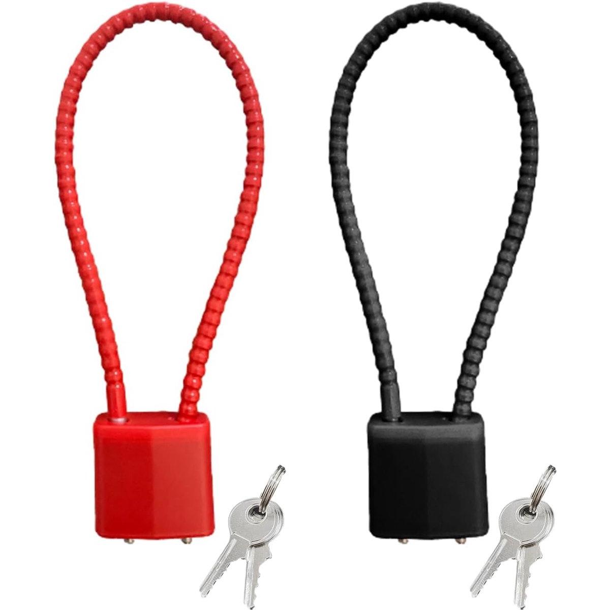 2 candados con llave - Candado con llave - Candado fuerte y resistente con llaves - Candado pequeño para taquillas - taquillas, mochilas y bolsos - Candado para maleta - Candado - equipaje, mochilas, maletines - Candado - Ligero - Candado (negro, rojo)