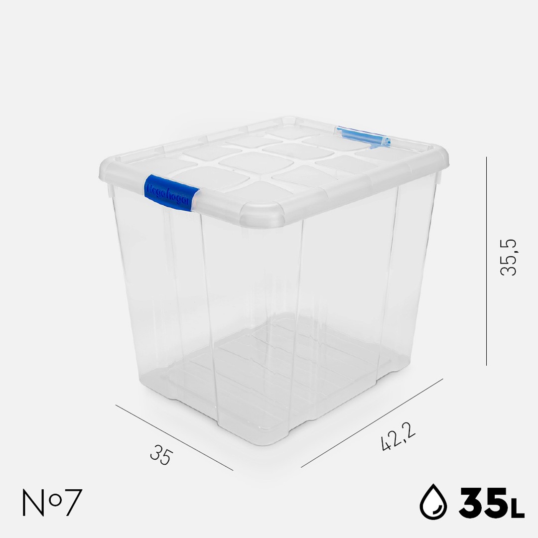HEGA - Cajas de Almacenamiento Plásticas Smartlock - 5L a 25L con Cierres de Seguridad y Resistencia Superior. Cajas de ordenación Plástico Anticompacto duradero y resistente de alta calidad.