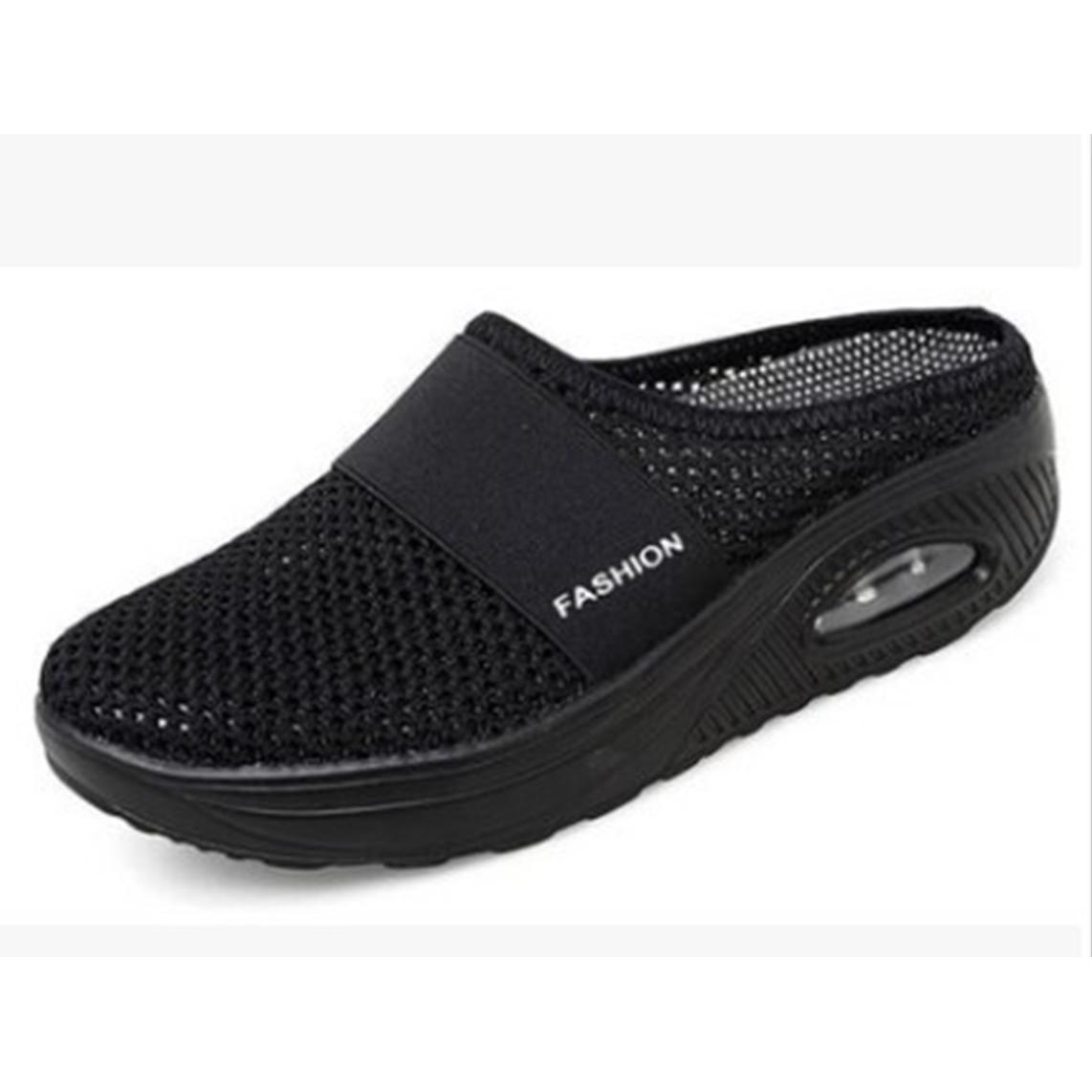 TK Nuevas zapatillas de Verano de gran tamaño, de un solo Paso, con Punta Cerrada, de Malla y Suela Gruesa, zapatillas de Tacón de cuña para Mujer.