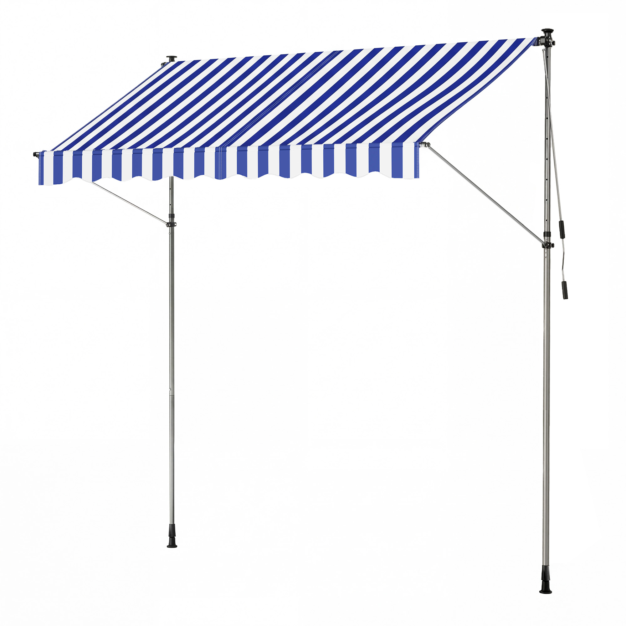SONGMICS Toldo Retráctil Exterior, Toldo Regulable en Altura de 220-300 cm, con Manivela para Balcón, Jardín, Patio, 300 x 120 cm, Beige/Gris/Gris Antracita/Azul y Blanco