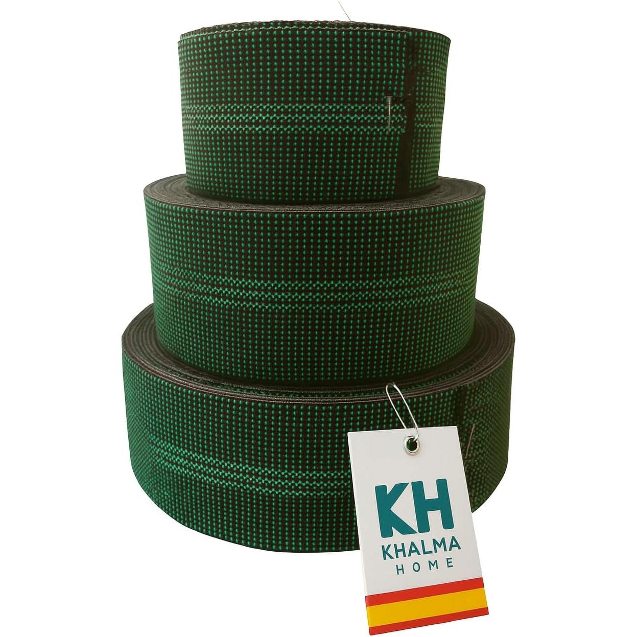 KHALMA HOME Cinta Elástica Para Tapizar Sofás y Sillas - Goma Resistente para Tapicería y Manualidades - Alta Elasticidad y Durabilidad (Verde, 6 cm de Grueso)