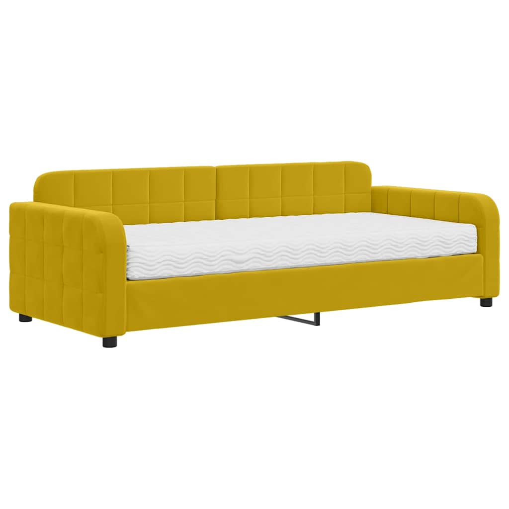 vidaXL Sofá cama con colchón terciopelo amarillo 90x200 cm