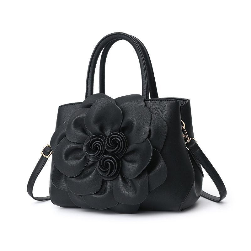 Bolso de mano con asa superior para mujer, bolso floral 3D, de piel sintética, bolso de hombro cruzado
