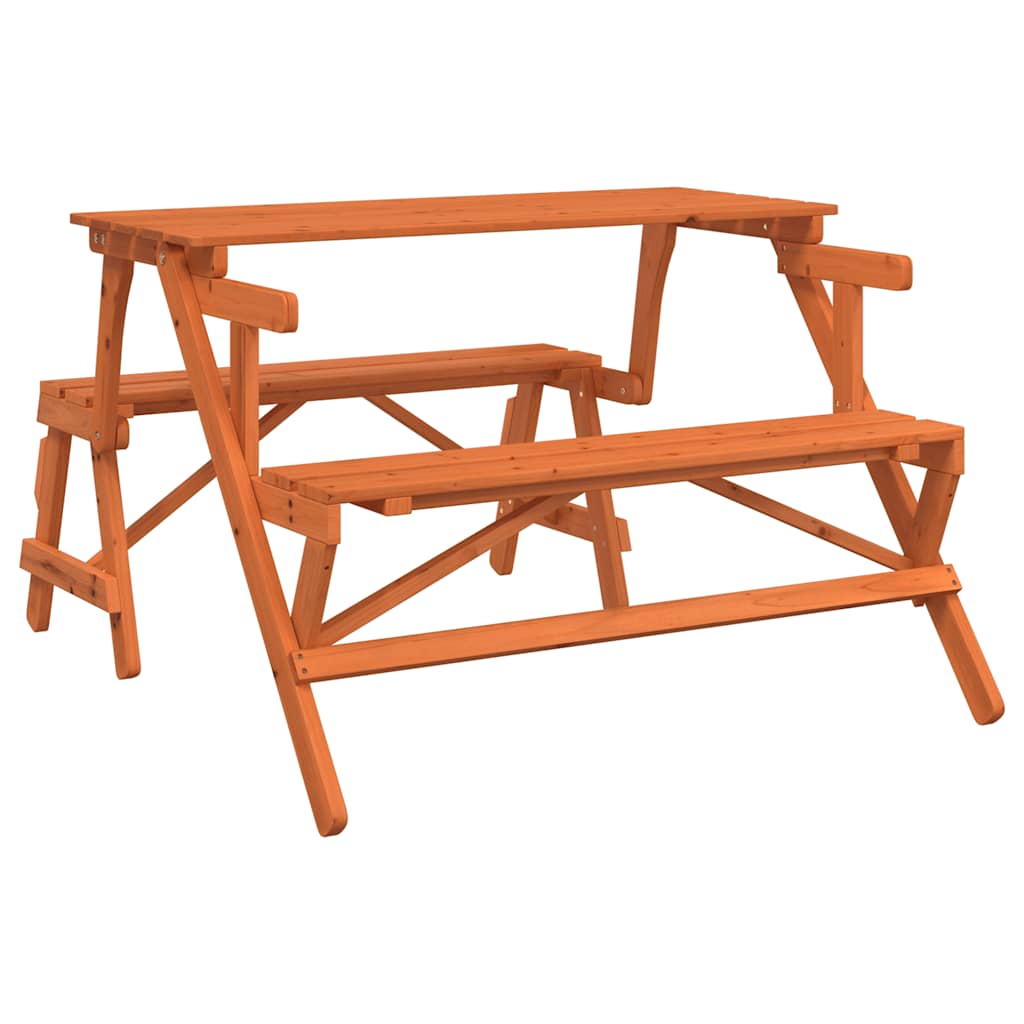 vidaXL Mesa de picnic bancos 2 en 1 convertible madera maciza abeto