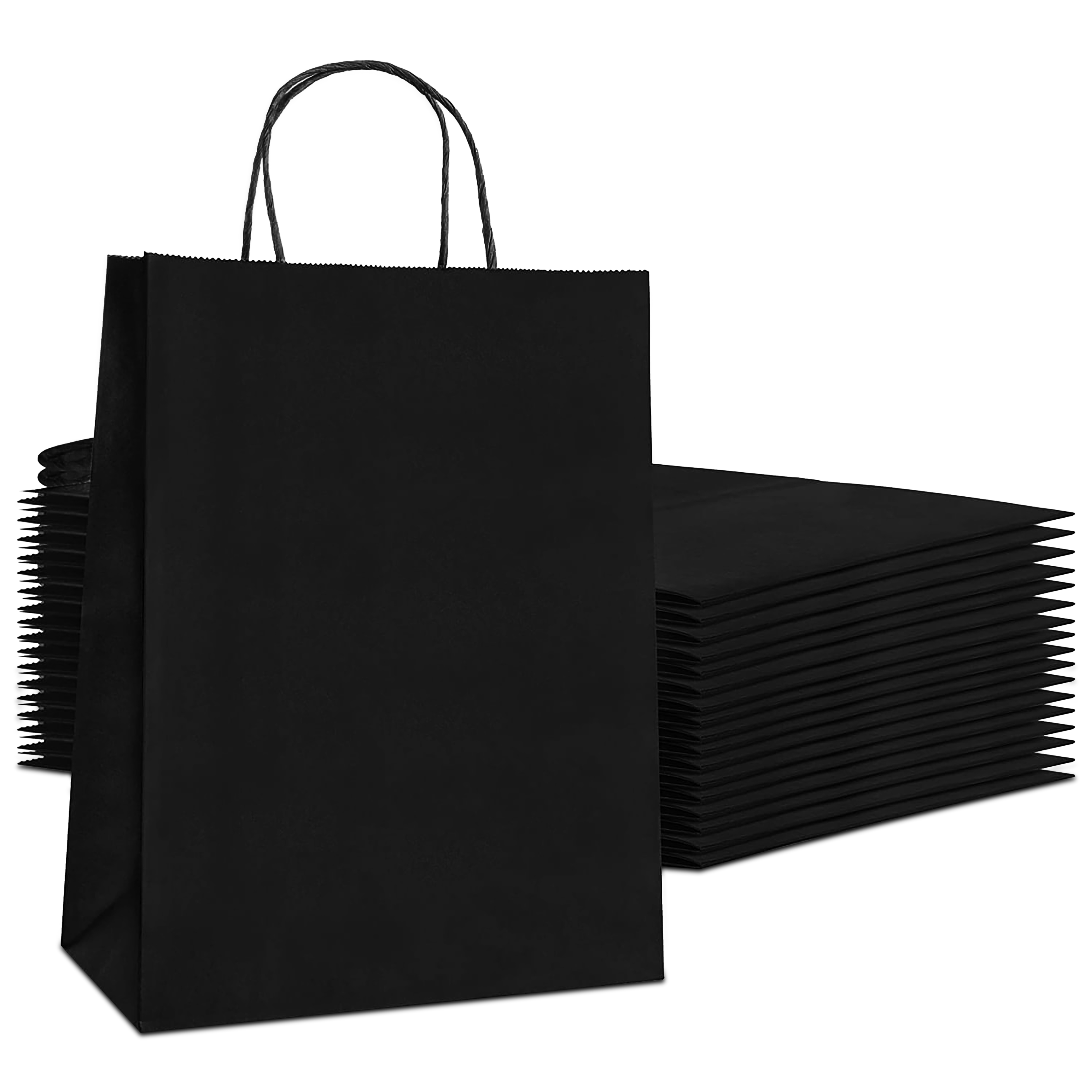 Bolsas de Papel Ecológicas Color Negro 24 x 12 x 40 cm | Pack de Bolsas Negras Con Asas Reutilizables Para Regalos, Cumpleaños, Negocios…