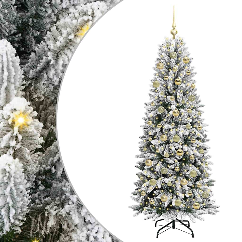 vidaXL Árbol de Navidad artificial Blanco con bolas 180 cm