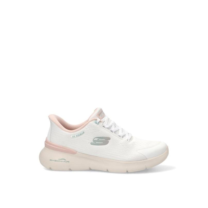 Zapatillas Casual Skechers - Mujer - Suela Plana - Modelo 150377 - Color Blanco
