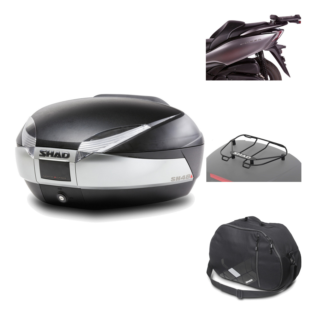 Baul Trasero + Herraje Montaje + Accesorios Sh48 Titanium Premium KIT-186541