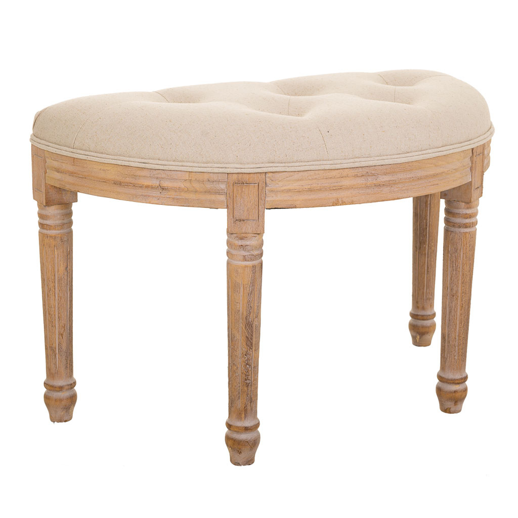 Wonderlust Deco - Banqueta de madera beige 62x45x48 cm Beige 62x45x48h cm