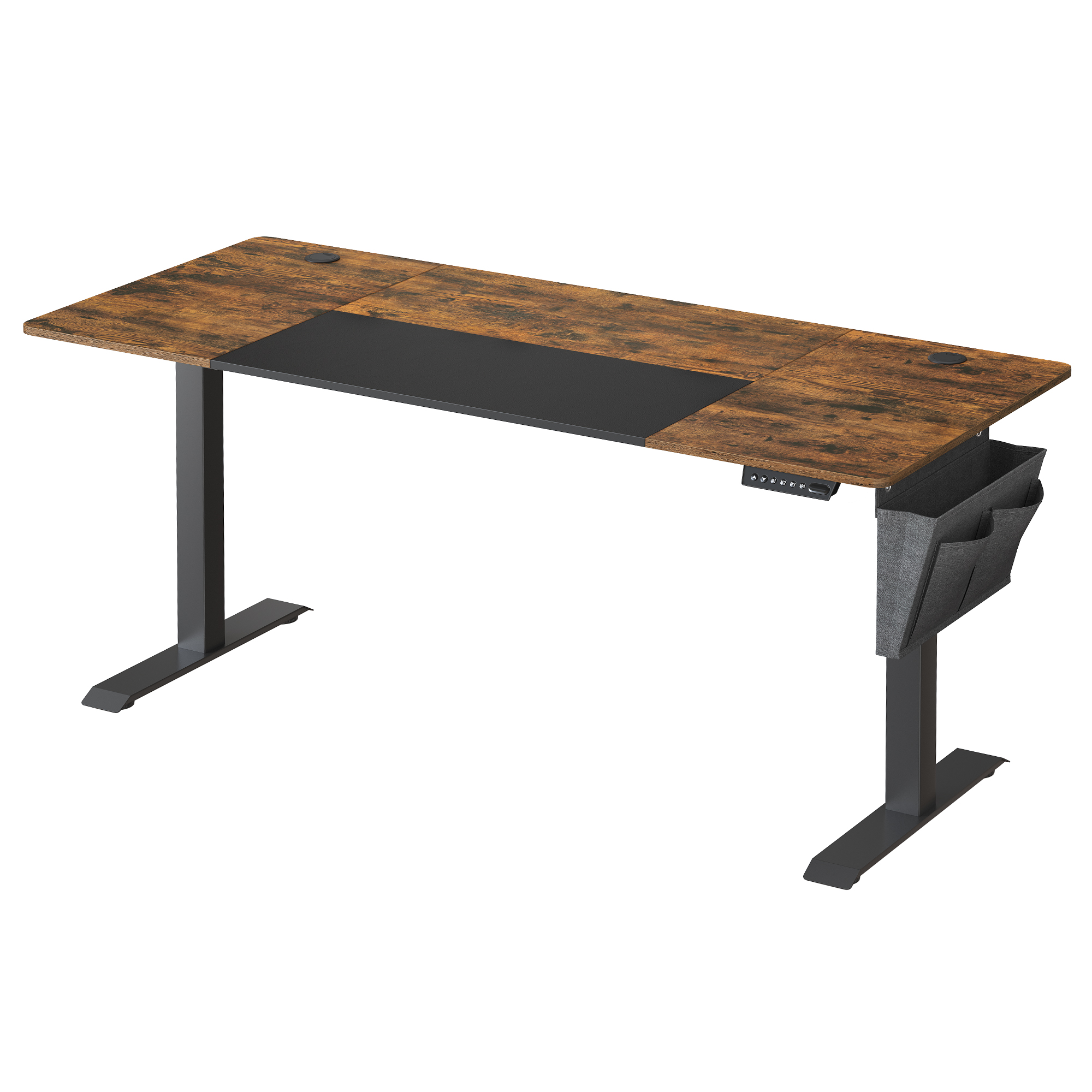 SONGMICS Escritorio Eléctrico, 70 x 160 x (72-120) cm, Ajustable sin Escalonamiento, Memoria con 4 Alturas, Tablero Empalmado, Marrón Rústico y Negro Tinta/Roble Natural y Blanco Mate/Blanco Nube y Gris Paloma