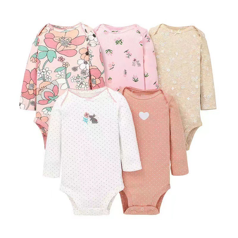 TK Ropa para niños, nueva primavera y otoño, mono triangular de manga larga para bebés, ropa para gatear, mono de bebé de cinco piezas