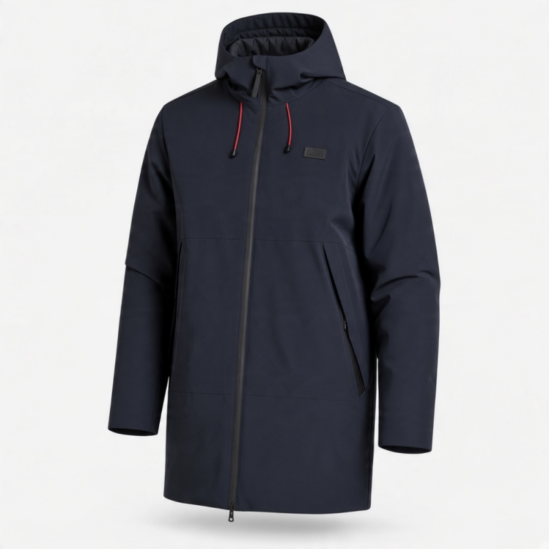 Anorak Largo Azul Marino +8000 Biseri-004 Para Hombre