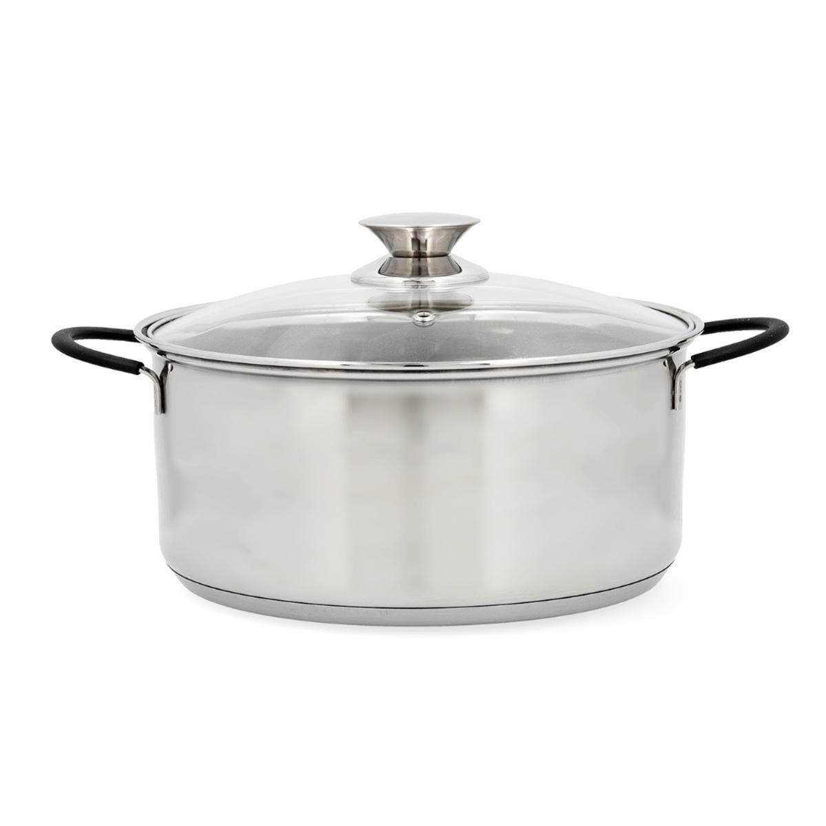 Cacerola acero inoxidable de 18-32cm y 2-10L SENSORY QUID con tapa de vidrio | Apta para inducción y todo tipo de cocinas | Resistente, duradera y fácil de limpiar | Ideal para cocinar con precisión y sin perder sabor | Diseño funcional y profesional