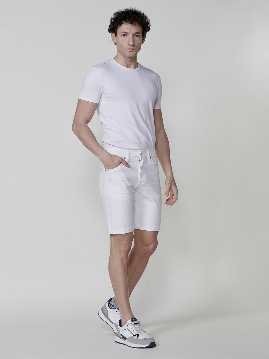 Koroshi - Bermuda hombre twill algodón elástico 98% con 2% elastano, regular fit y 5 bolsillos para verano – Koroshi Bermuda