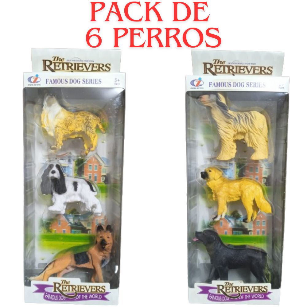 Animales juguete (Pack de 6 perritos), perros juguete razas grandes, miniatura de perros, figuras de perro, coleccionismo figuras, TACHAN