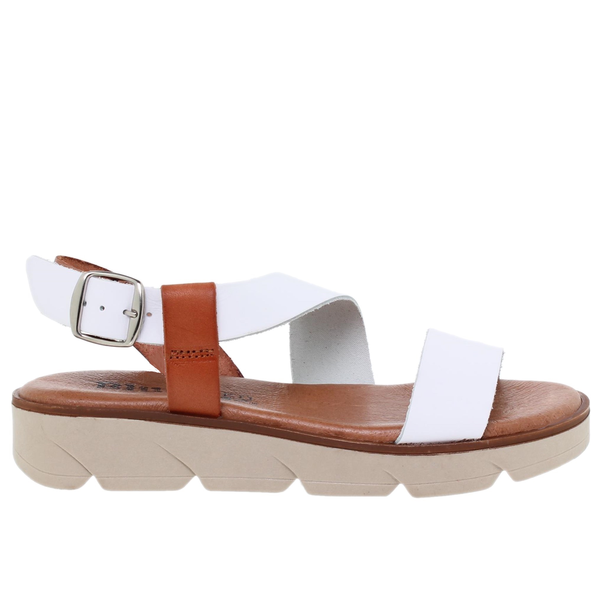 Sandalia plana mujer piel blanco - Blusandal 166BLU - Fabricadas en España