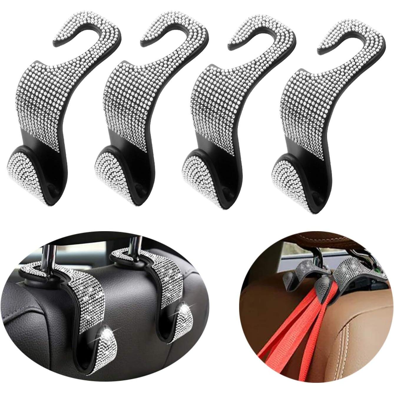 TK Car Hooks, Bling Backseat Car Seat Hooks For Vehicle (White Blings)