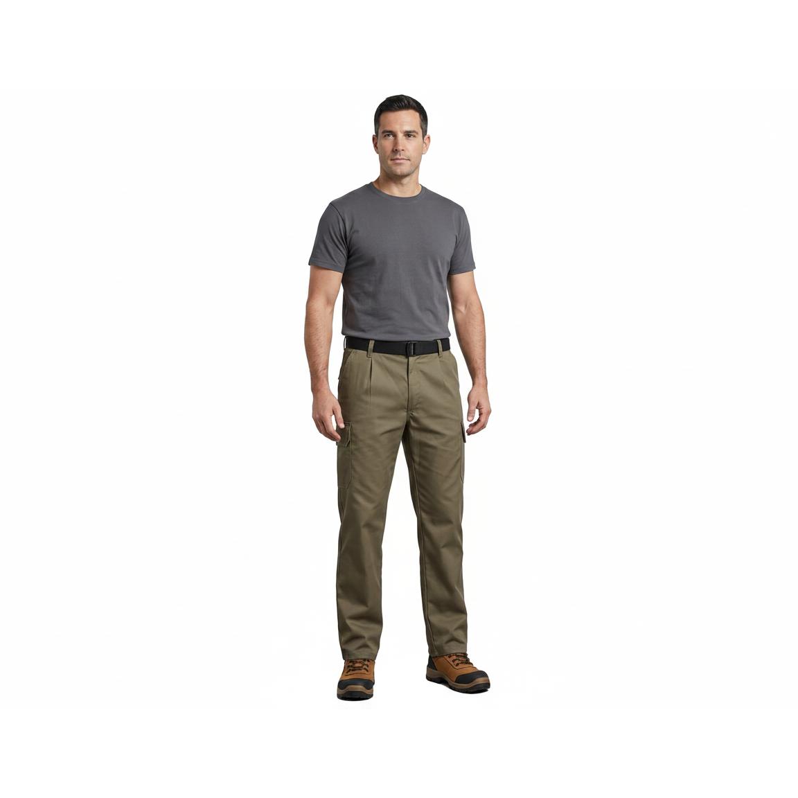 Pantalón de Trabajo VELILLA Modelo 345 Verde Caza con Cinturilla Elástica, 6 Bolsillos Funcionales y Costuras Reforzadas