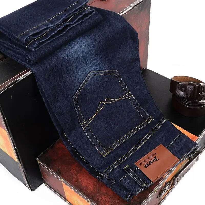 TK Nuevos Jeans Elásticos Para Hombre 2025 Estilo Clásico Slim Straight Pantalones De Lana Cómodos Y Moda Con Cierre De Cremallera