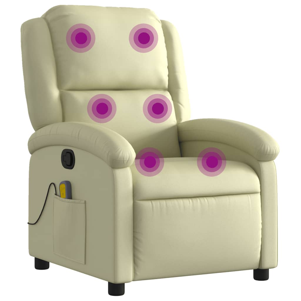 vidaXL Sillón reclinable de masaje de cuero auténtico  Multicolor
