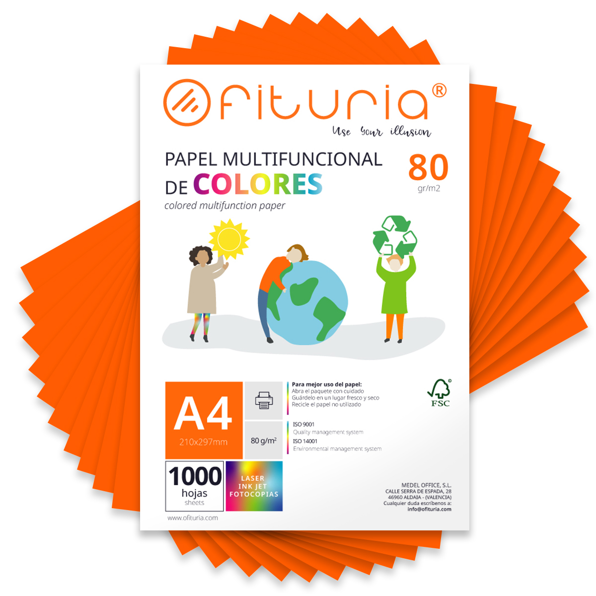 Folios de Colores, Packs de Hojas A4 80gr – Papel de Colores para Manualidades, Impresora, Scrapbooking – Folios Colores – Ideal Origami, Papiroflexia, Oficina y Escuela