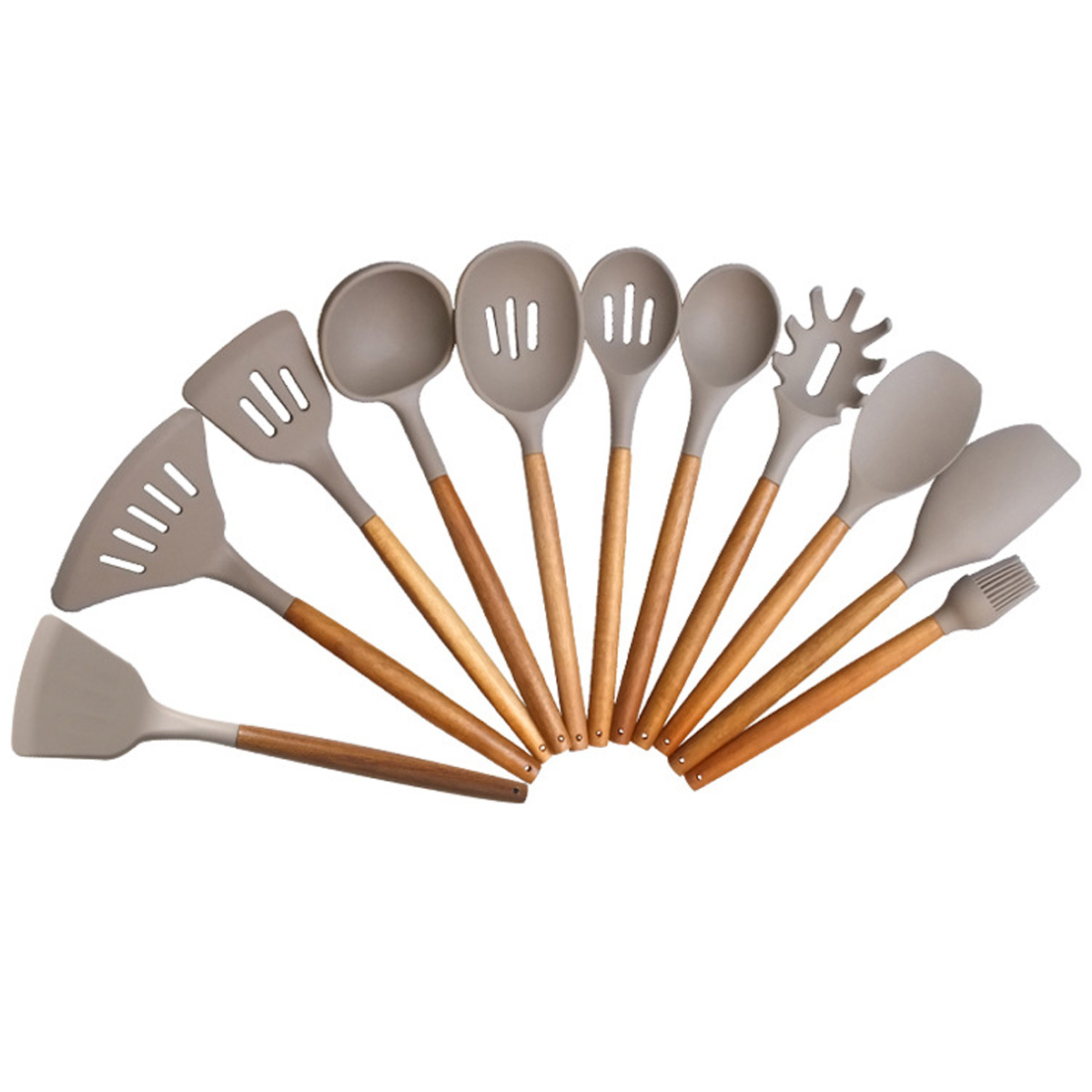 CA Juego de utensilios de cocina de silicona de 11 piezas, utensilios de cocina resistentes al calor, utensilios de cocina antiadherentes