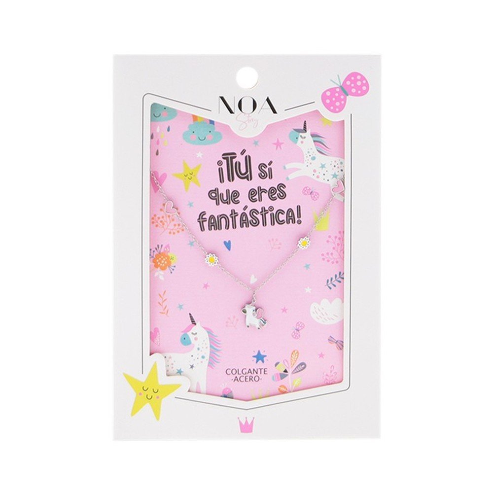 LOVELY COLGANTE ACERO PLATEADO UNICORNIOS NOA STORY