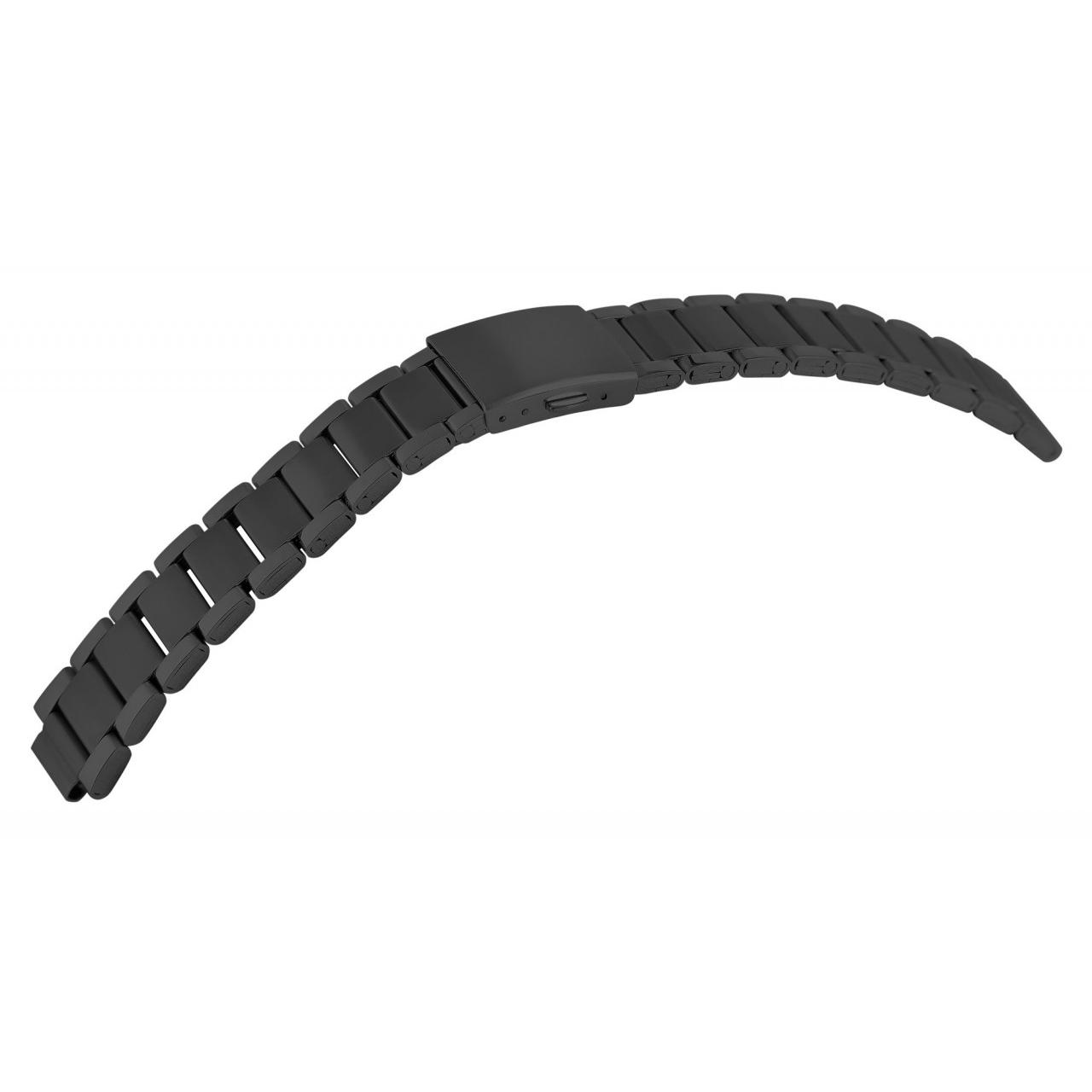 Bracelete de Reloj Preta em Aço Inoxidável - 24 mm