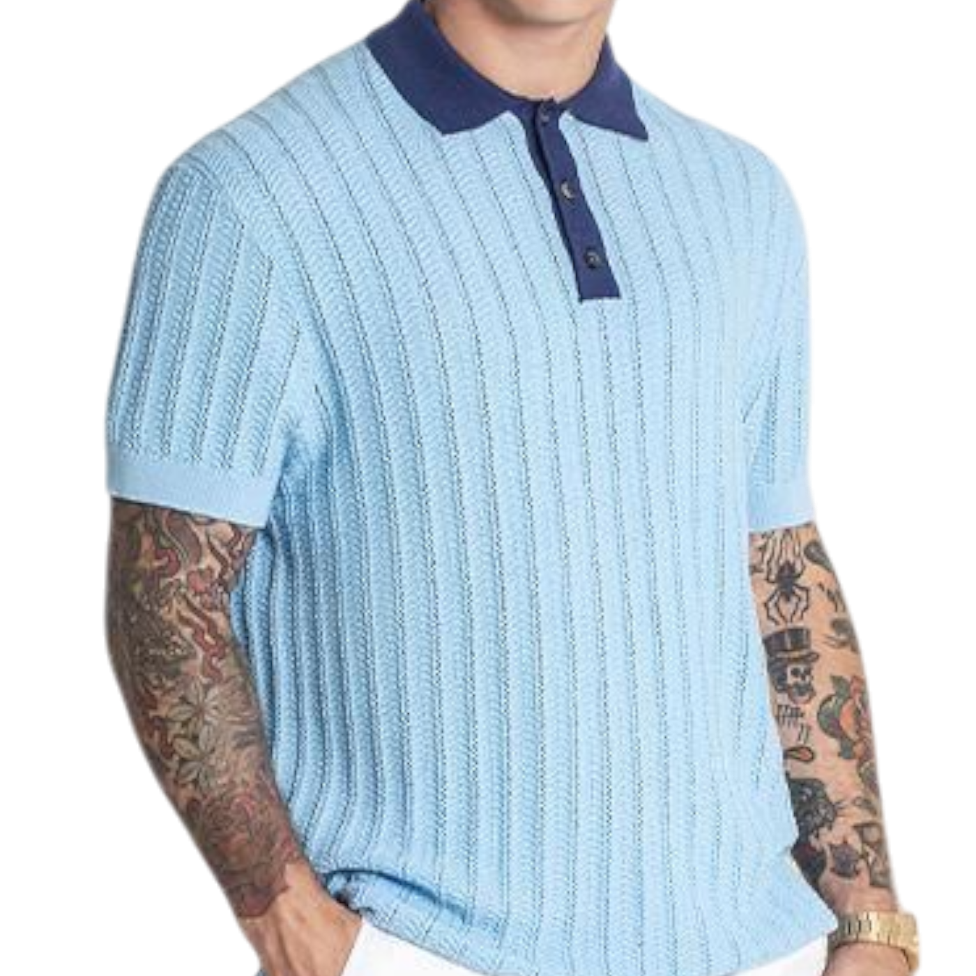 Polo Gianni Kavanagh GK Knit Azul Hombre Moderno, Ropa casual 65% Algodón, 35% Poliéster