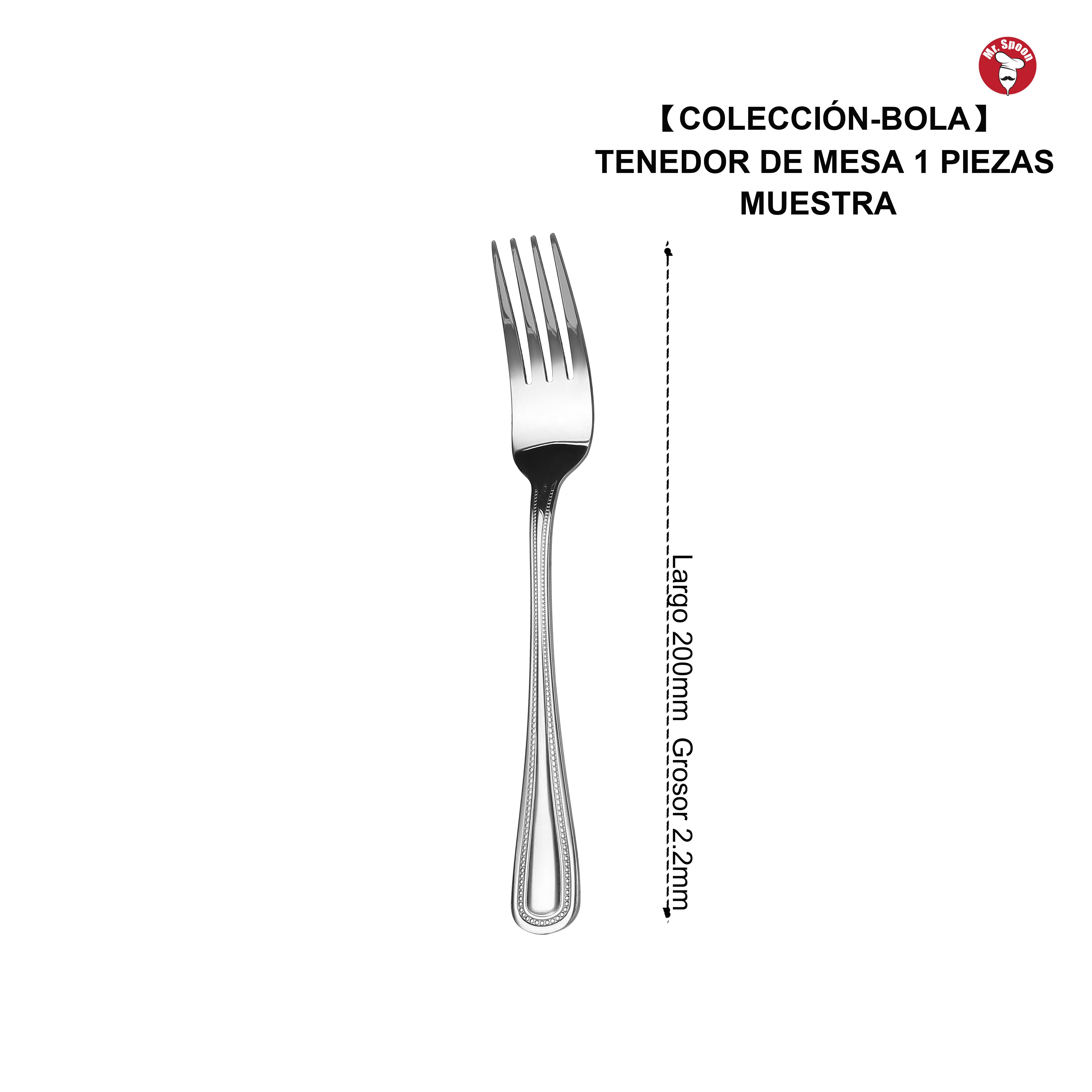 Tenedor de Mesa Clásico y Elegante Mr.Spoon Serie Bola 200mm Acero Inoxidable 18/0 Plateado, Diseño Atemporal y Uso Diario Práctico, Ideal para Comidas Cotidianas, Apto para Lavavajillas, Uso Profesional Hostelería Restaurante Hotel, Venta Mayorista